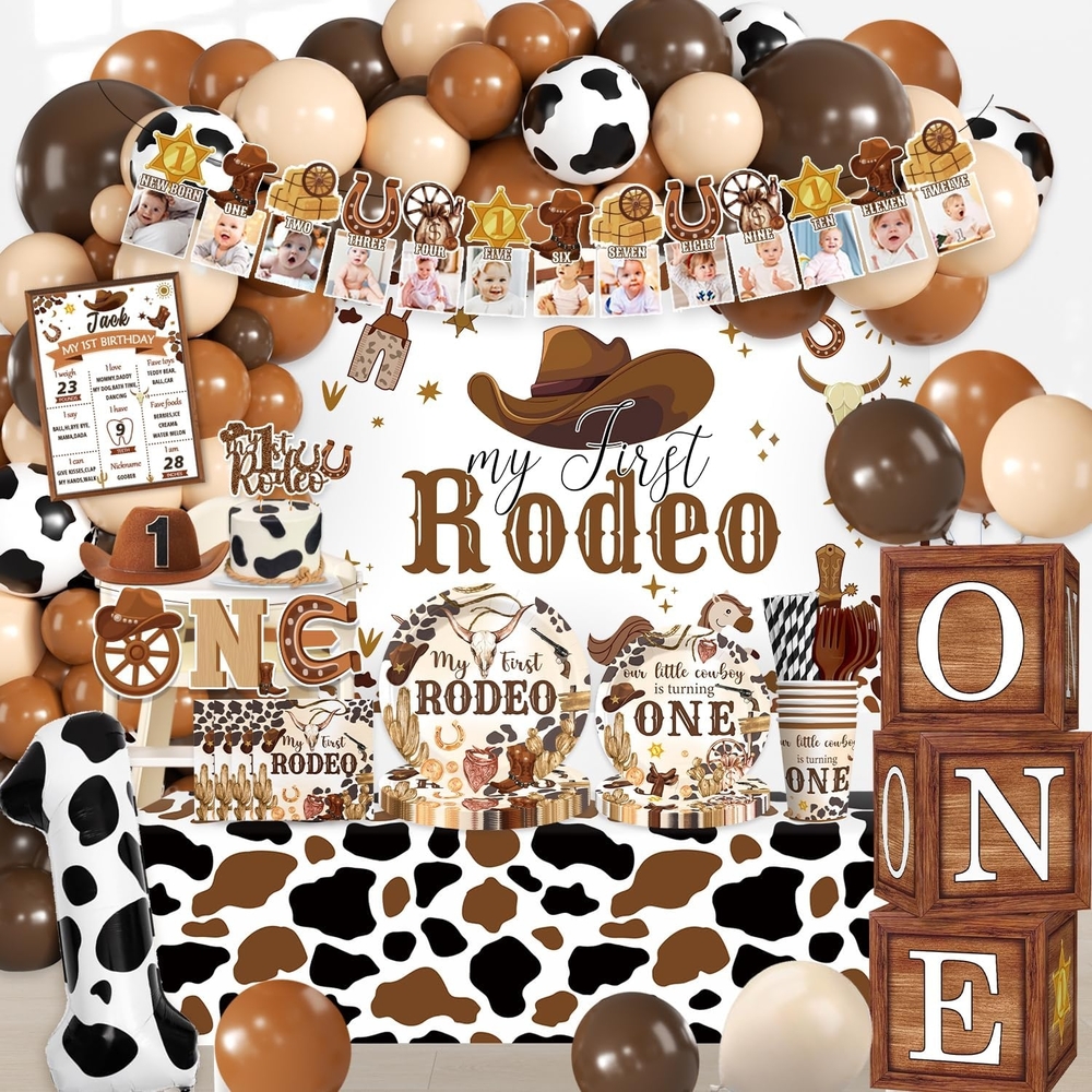 Cowboy Rodeo Party Supplies Disposable Tableware Set - Brown, Black, White